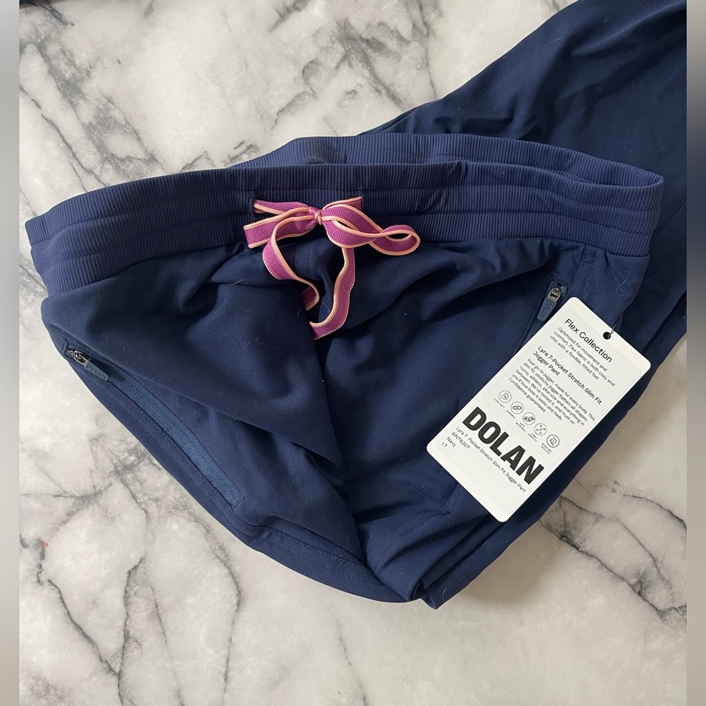 Dolan flex Navy jogger scrub Pants with Pink Accent